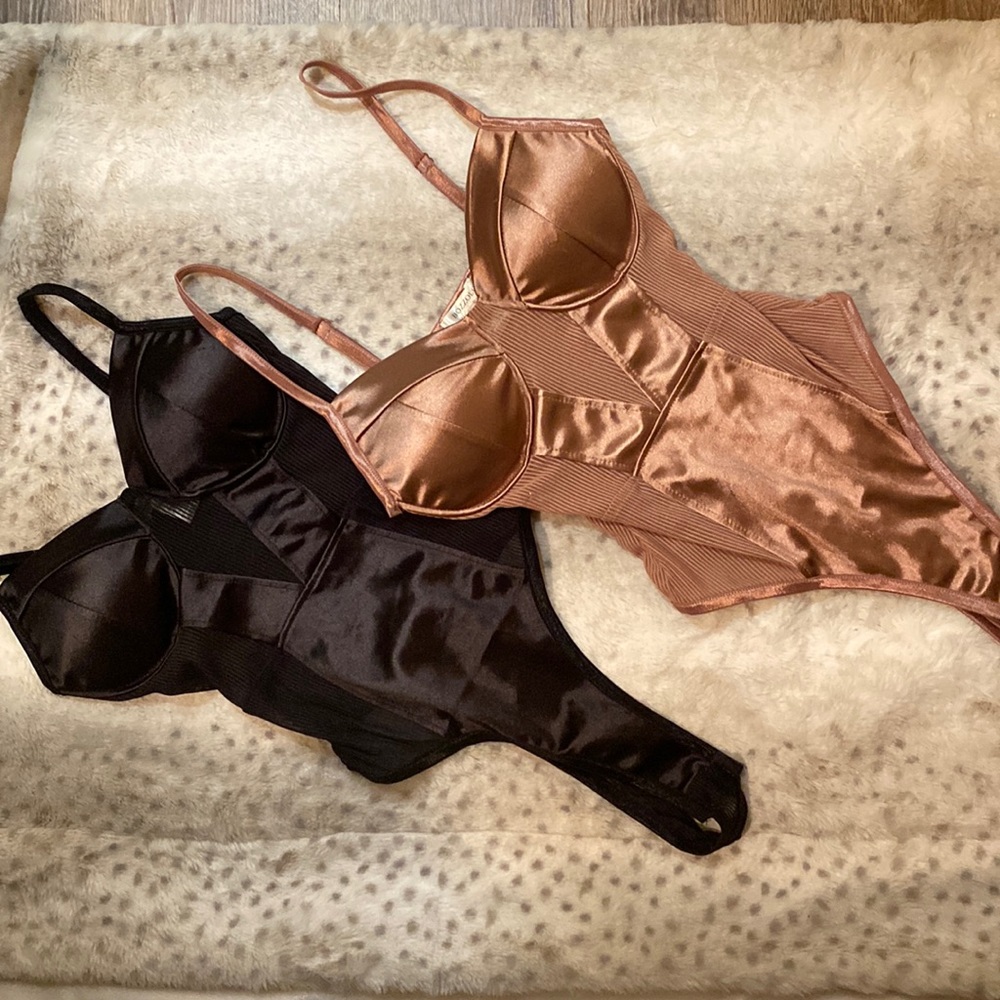Silk Bodysuits With Mesh Panels